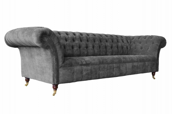 Chesterfield 3-Sëtzer Canapé Polstersëtz Textilstoff Gro Couchen Sofa