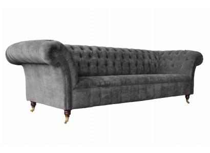 Chesterfield 3-Sëtzer Canapé Polstersëtz Textilstoff Gro Couchen Sofa