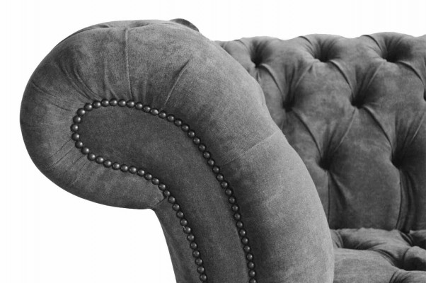 Chesterfield 3-Sëtzer Canapé Polstersëtz Textilstoff Gro Couchen Sofa