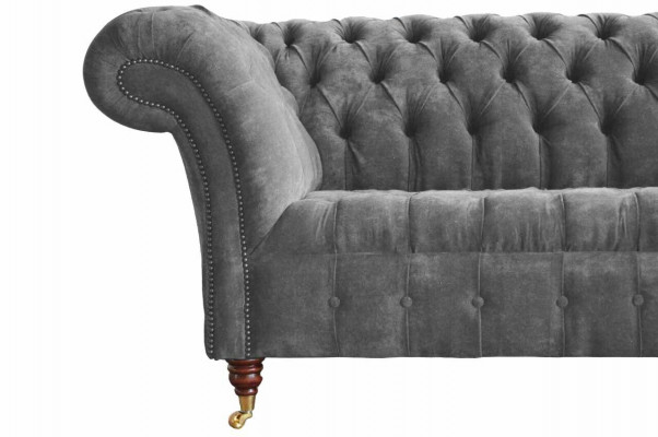 Chesterfield 3-Sëtzer Canapé Polstersëtz Textilstoff Gro Couchen Sofa