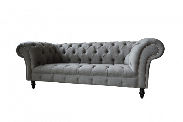 Chesterfield Canapé 3 Sëtz Plüschsëtz Textil Stoff Canapéen Sofa Nei