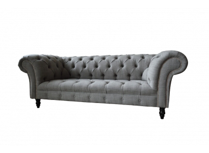 Chesterfield Canapé 3 Sëtz Plüschsëtz Textil Stoff Canapéen Sofa Nei