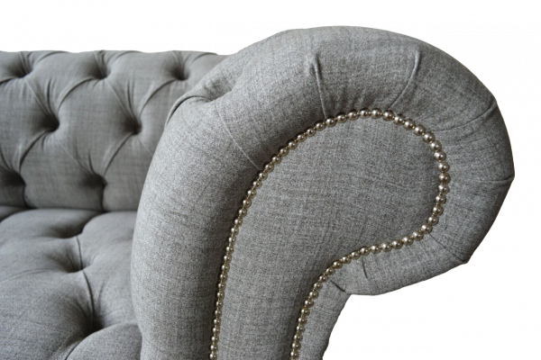 Chesterfield Canapé 3 Sëtz Plüschsëtz Textil Stoff Canapéen Sofa Nei