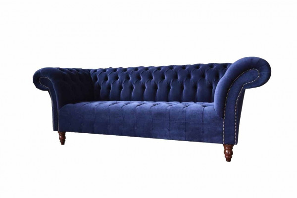 Chesterfield Design Luxus Gepolstert Sofa Canapé 3 Sëtz Blo Textil Nei