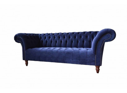 Chesterfield Design Luxus Gepolstert Sofa Canapé 3 Sëtz Blo Textil Nei