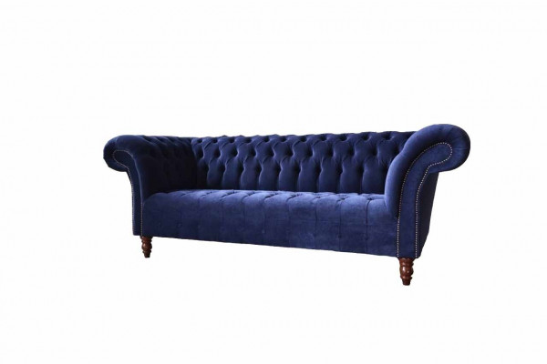 Chesterfield Design Luxus Gepolstert Sofa Canapé 3 Sëtz Blo Textil Nei