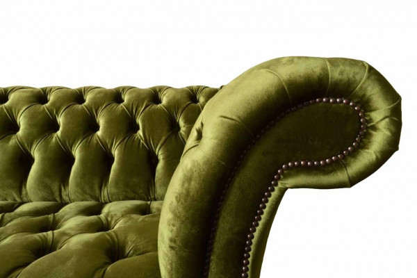 Design Chesterfield Sofa 3 Sëtzer Gréng Canapé Polstersofa Still Wunnzëmmer