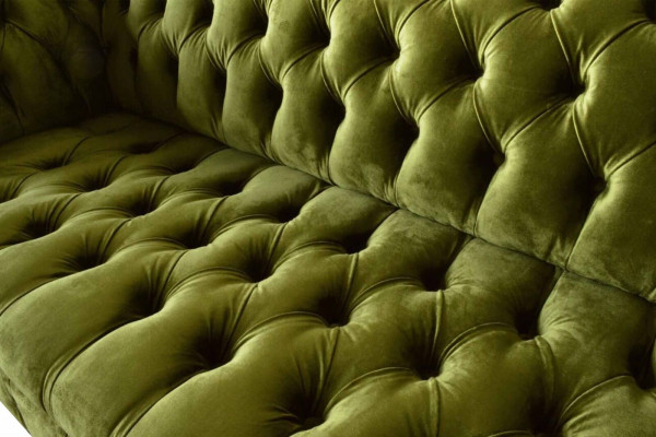 Design Chesterfield Sofa 3 Sëtzer Gréng Canapé Polstersofa Still Wunnzëmmer