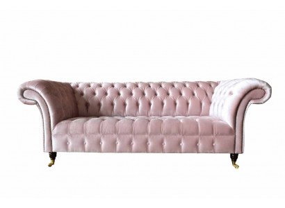 Chesterfield 3-Sëtz Sofa aus Stoff Rouse Stoffsofa Fousstäsch Living-Raum nei.