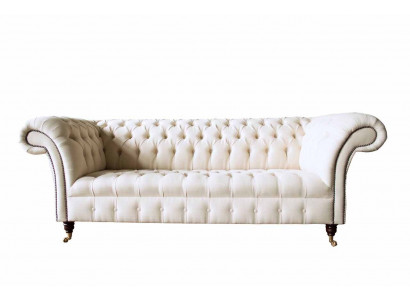 Chesterfield Sofa 3 Sëtzer Designer Rosa Couchen Stoff Polster Textil