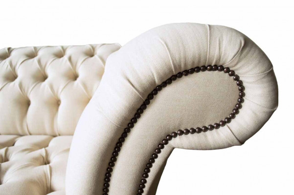 Chesterfield Sofa 3 Sëtzer Designer Rosa Couchen Stoff Polster Textil