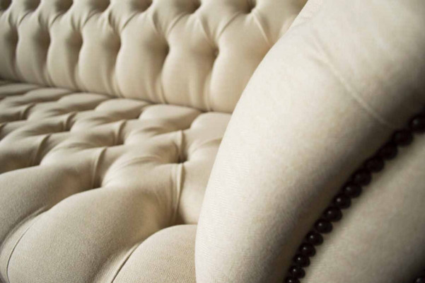 Chesterfield Sofa 3 Sëtzer Designer Rosa Couchen Stoff Polster Textil