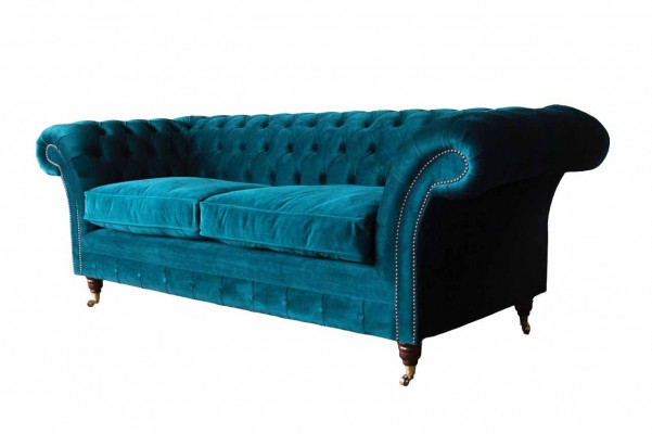 Designer Sofa 3 Sëtzer Chesterfield Couch Polstersofa Designsitz