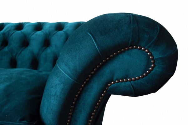 Designer Sofa 3 Sëtzer Chesterfield Couch Polstersofa Designsitz