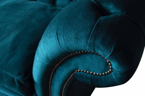 Designer Sofa 3 Sëtzer Chesterfield Couch Polstersofa Designsitz