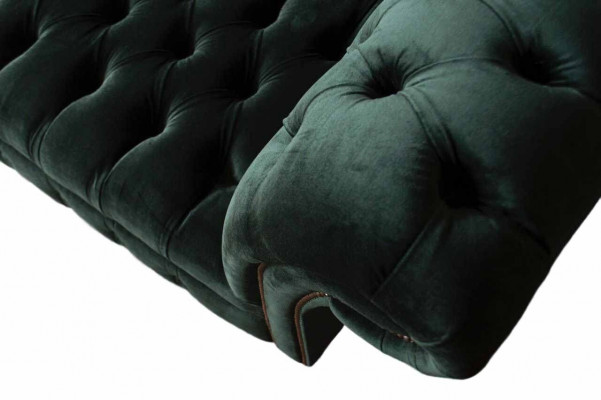 Chesterfield Sofa Design Canapé 3-Sëtzer Polster Stoft Polster Gréng Nei