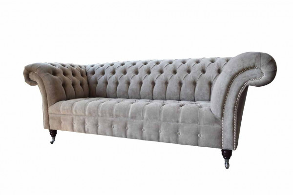 Grou Chesterfield Canapé Dräisëtz Sëtzpolster Canapéen Sofa Miwwelen Nei