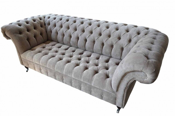 Grou Chesterfield Canapé Dräisëtz Sëtzpolster Canapéen Sofa Miwwelen Nei