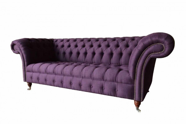 Chesterfield 3-Sëtz Sofa Stoffsofa Couch Polstersëtz 3er Sofas Nei