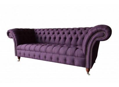 Chesterfield 3-Sëtz Sofa Stoffsofa Couch Polstersëtz 3er Sofas Nei