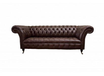Sofa 3 Sëtzer Chesterfield Ledersofa Wunnzëmmer Designerbaachen Polsterer