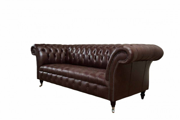 Sofa 3 Sëtzer Chesterfield Ledersofa Wunnzëmmer Designerbaachen Polsterer