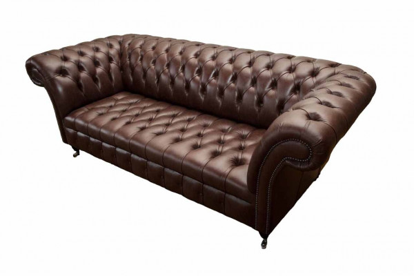 Sofa 3 Sëtzer Chesterfield Ledersofa Wunnzëmmer Designerbaachen Polsterer