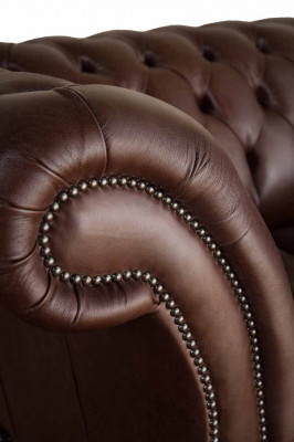 Sofa 3 Sëtzer Chesterfield Ledersofa Wunnzëmmer Designerbaachen Polsterer