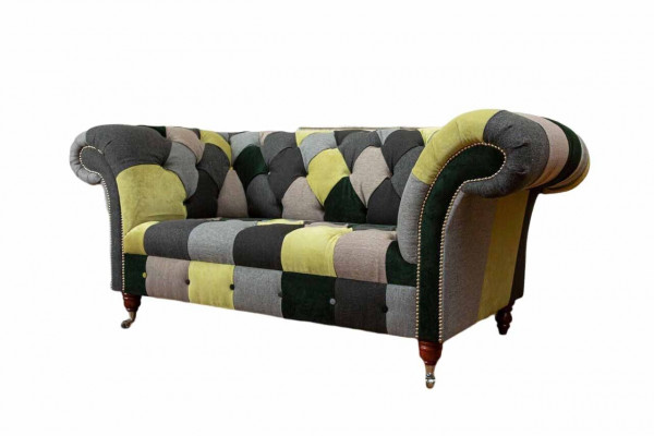 Chesterfield Canapé Polster 2 Sëtzer Design Stoff Sofas Canapéë Lounge
