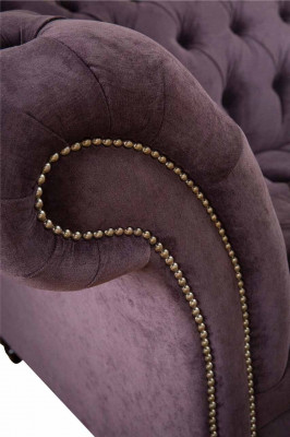 Modern Chesterfield Sofa Canapé Polster 3 Sëtz Lila Textil Stoff Sofa Neien