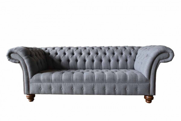 Chesterfield 3 Sëtzer Canapé Gepolsterten Sëtz Textil Stoff Couchen Sofa Nei