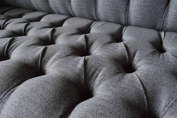 Chesterfield 3 Sëtzer Canapé Gepolsterten Sëtz Textil Stoff Couchen Sofa Nei