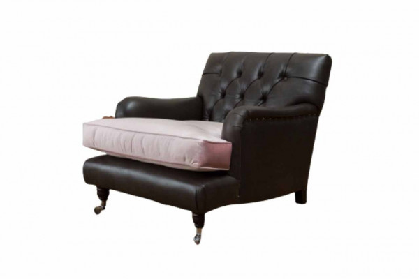 Sessel Design Canapé Relax Lounge Braun Polster Luxus Chesterfield Nei