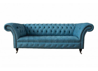 Blo Dräisëtzer Samett Canapé Wunnzëmmer Canapéen Sofa Sëtzmiwwel Sofa Chesterfield