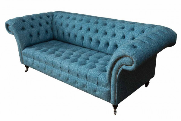 Blo Dräisëtzer Samett Canapé Wunnzëmmer Canapéen Sofa Sëtzmiwwel Sofa Chesterfield