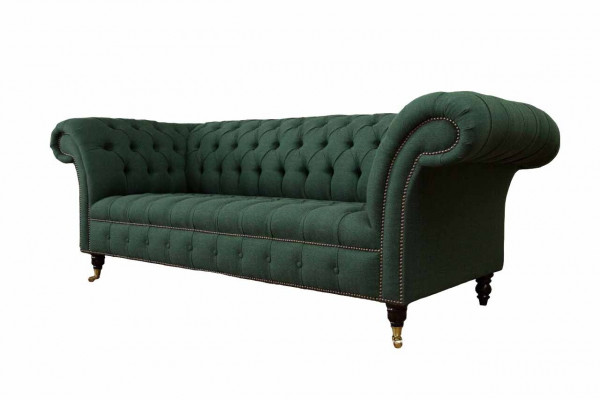 Dreisëtzer Canapé Textil Gréng Polster Miwwelen Chesterfield Sofas Canapéen