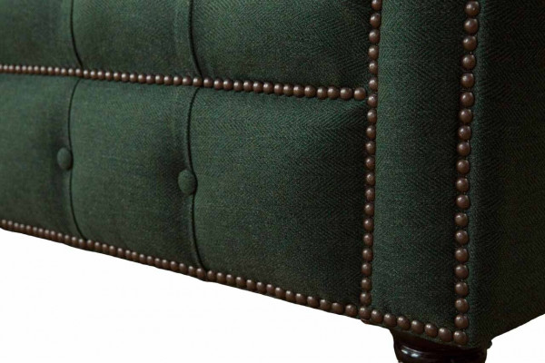 Dreisëtzer Canapé Textil Gréng Polster Miwwelen Chesterfield Sofas Canapéen