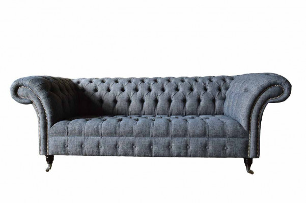 Dräisëtzer Couch Polster Design Sofa Chesterfield Gri Sofas Zëmmer Miwwelen