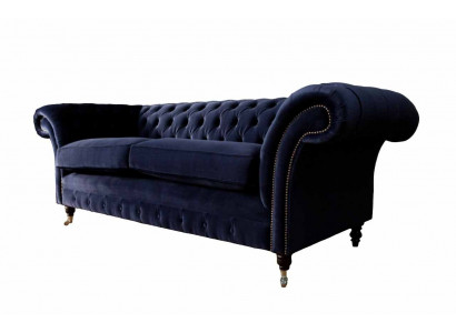 Chesterfield Dräisëtzer Couch Polster Design Sofa 3er Sëtz Sofas Miwwelen