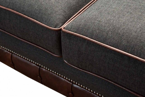 Brong Chesterfield Englesche klassesche Stil Canapé Couch 3 Sëtz Polster 230cm