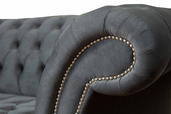 Englesch Chesterfield Sofa Canapé Büro Miwwelen Drësëtzer Samett 230cm Groméiert.