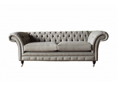 Englesch Chesterfield Sofa Couch Büro Miwwel Drësëtz Samt 230cm Braun