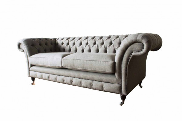 Englesch Chesterfield Sofa Couch Büro Miwwel Drësëtz Samt 230cm Braun