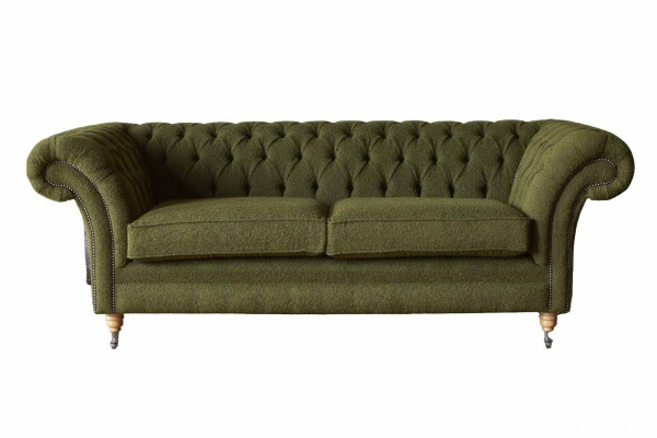 Englescht Chesterfield Sofa Couch Büro Miwwelen Dräisëtz Samt 230cm Gréng