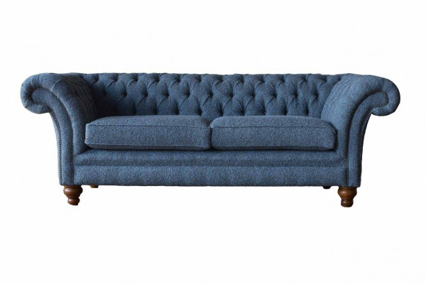 Englänner Chesterfield Sofa Couch Büro Miwwelen Dräisiichter Samt 230cm Sofas