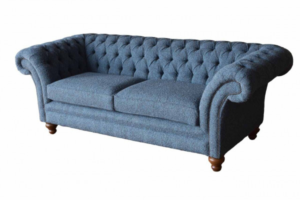 Englänner Chesterfield Sofa Couch Büro Miwwelen Dräisiichter Samt 230cm Sofas