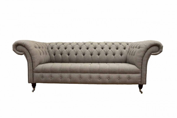 Beige Chesterfield englesche klassesche Stil Sofa Couch 3 Sëtz Polster 230cm