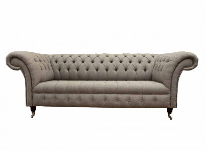 Beige Chesterfield englesche klassesche Stil Sofa Couch 3 Sëtz Polster 230cm