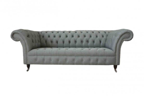 Sofa 3-Sëtzer Canapé Stoff Modern Luxus Gro Chesterfield Dräisëtzer Nei