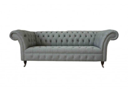 Sofa 3-Sëtzer Canapé Stoff Modern Luxus Gro Chesterfield Dräisëtzer Nei